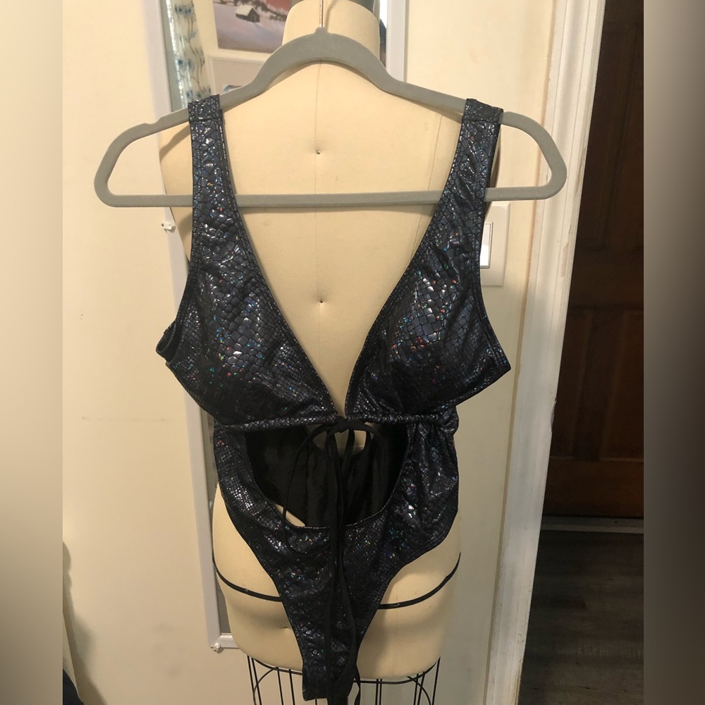 Women One Piece Metallic Bodysuit